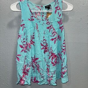 a.n.a Blue Smocked Sleeveless Tank Top